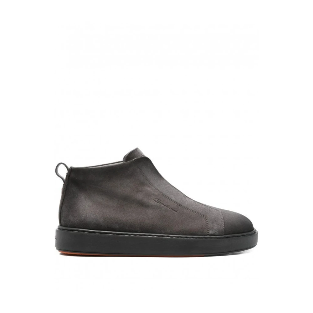 Santoni Men's Gray Slip-On High-Top Sneaker - Ankle Boots - 9 Uk - Shoes