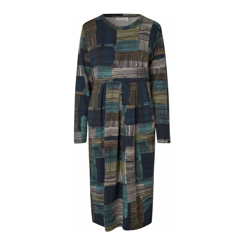 Masai Elegante Jurk met Lange Mouwen en Ronde Hals Multicolor Dames