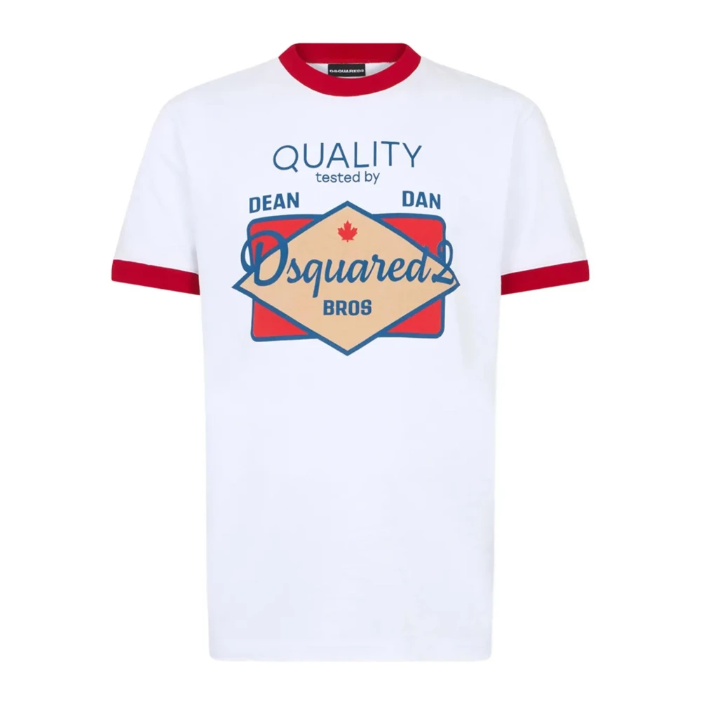 Dsquared2 Men's White T-Shirts, Xl, Printed Crew Neck T-Shirt