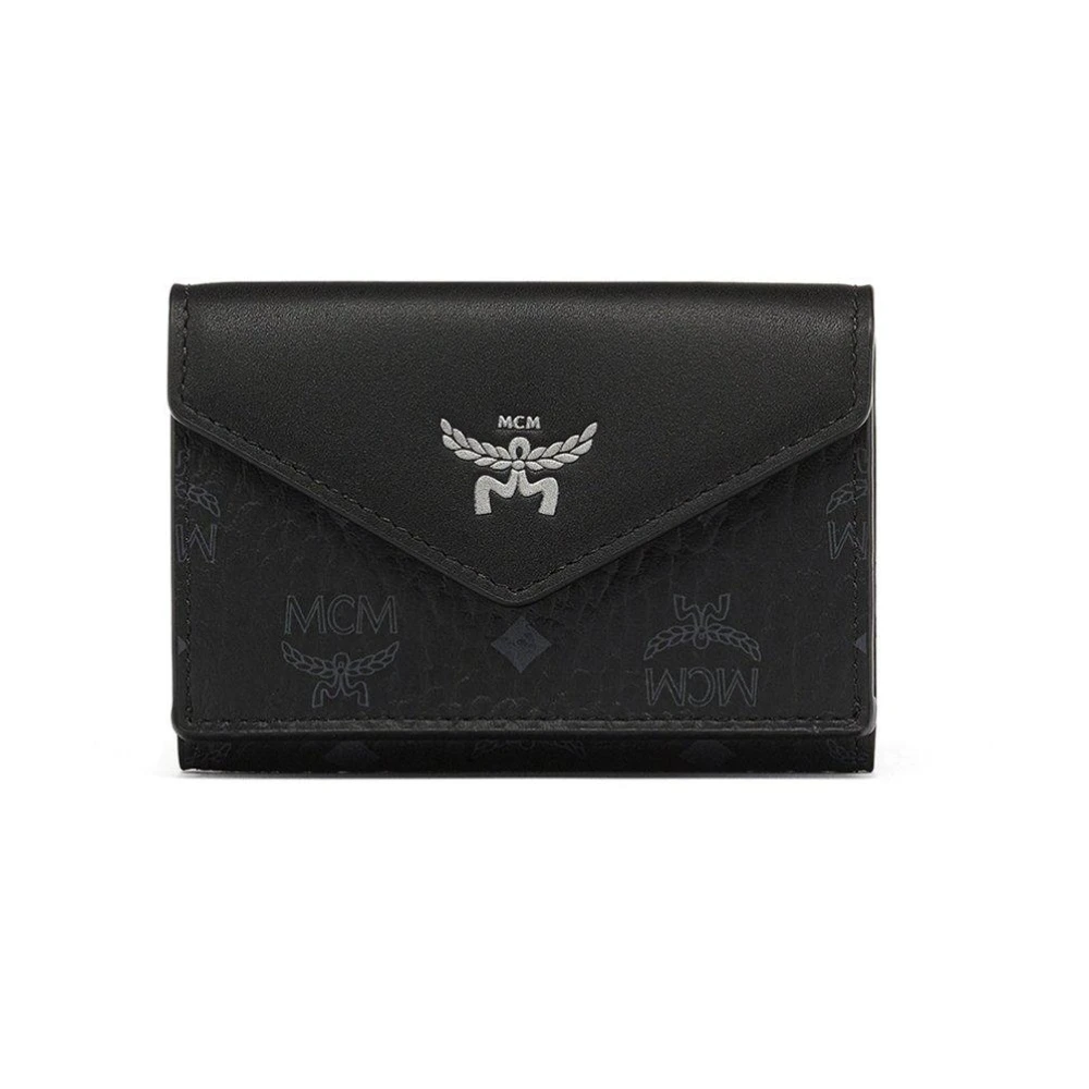 MCM Aren drievoudige portemonnee in Visetos Black Dames