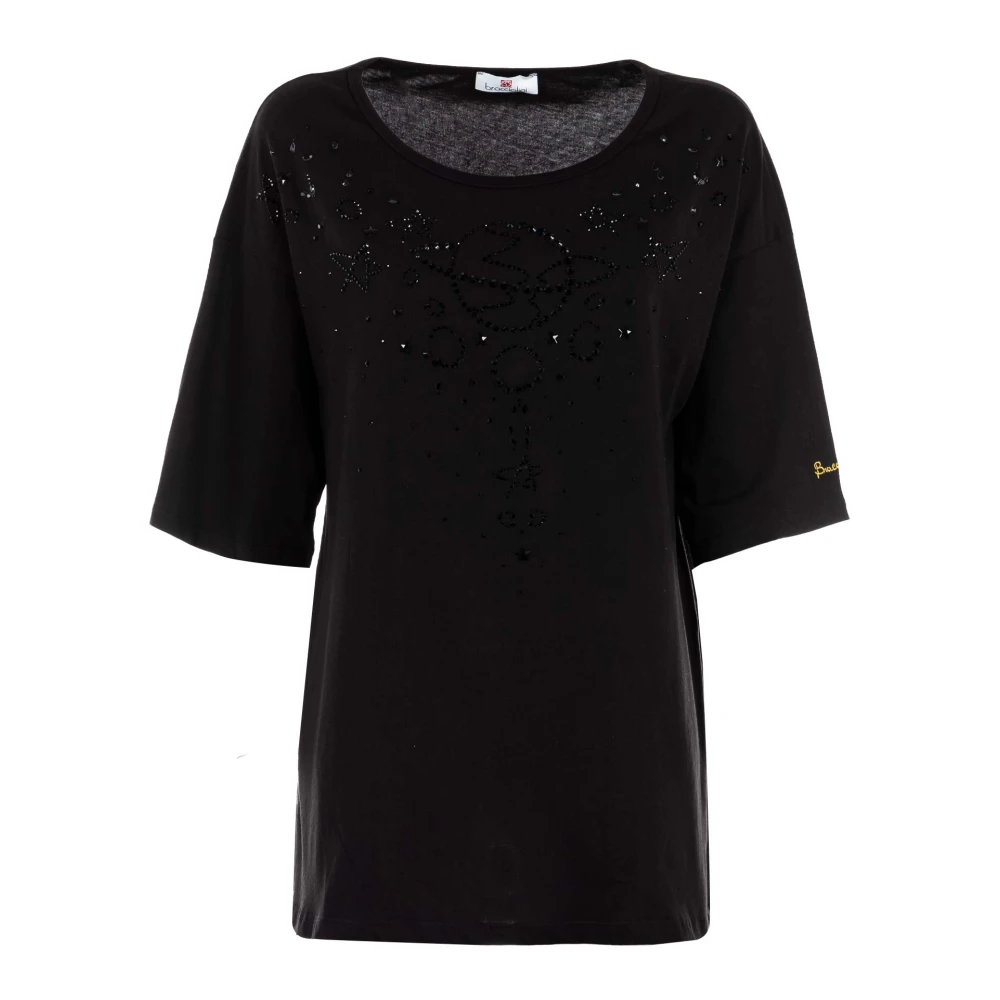 Braccialini Dames T-shirt met Strass Black Dames