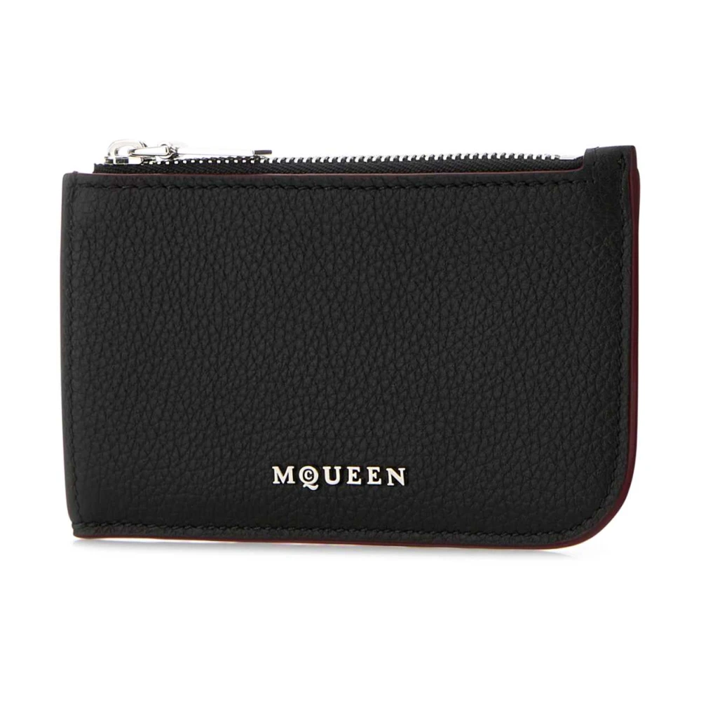 alexander mcqueen Stijlvolle Zwarte Leren Kaarthouder Black Heren