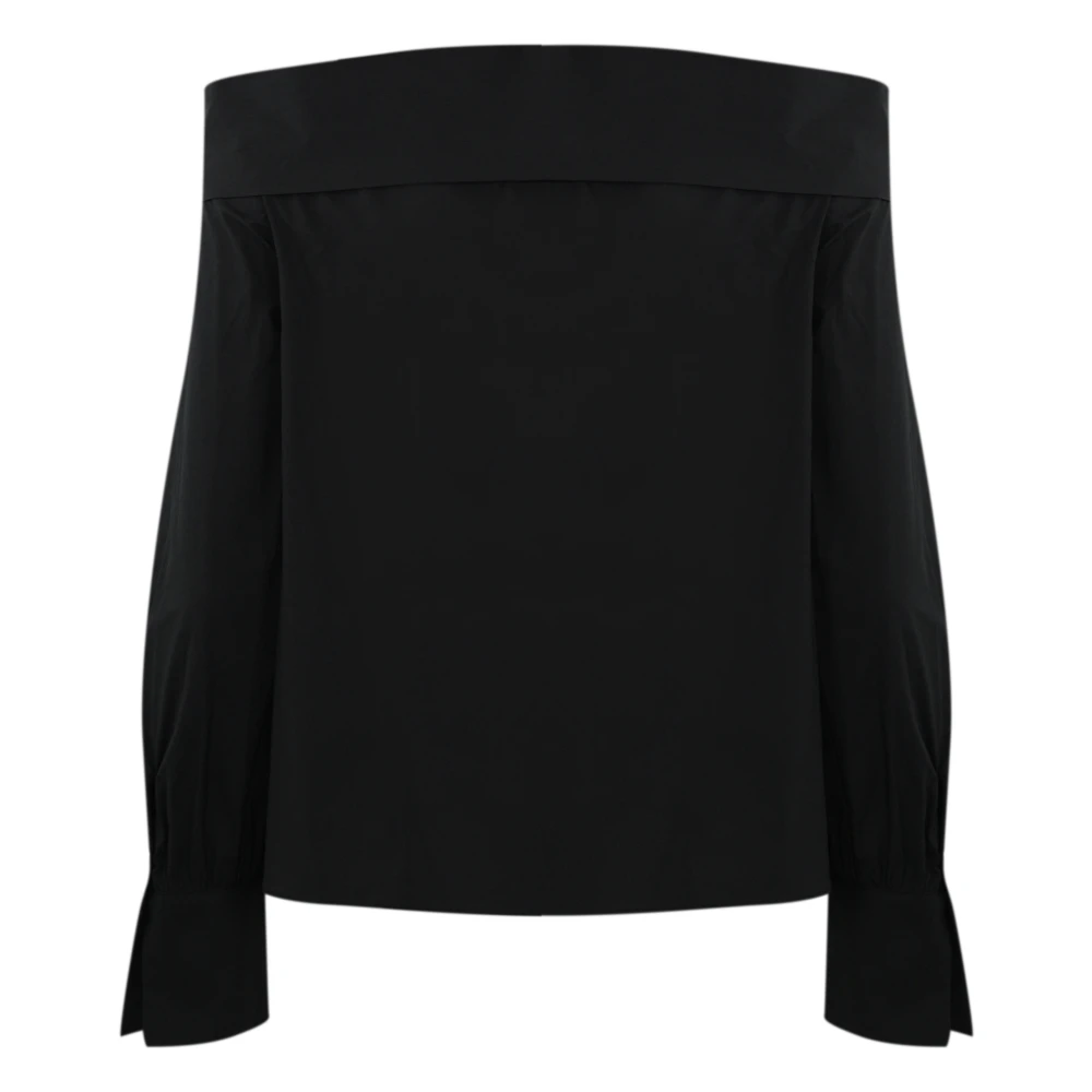 Liviana Conti Zwarte Katoenen Off-Shoulder Shirt Black Dames