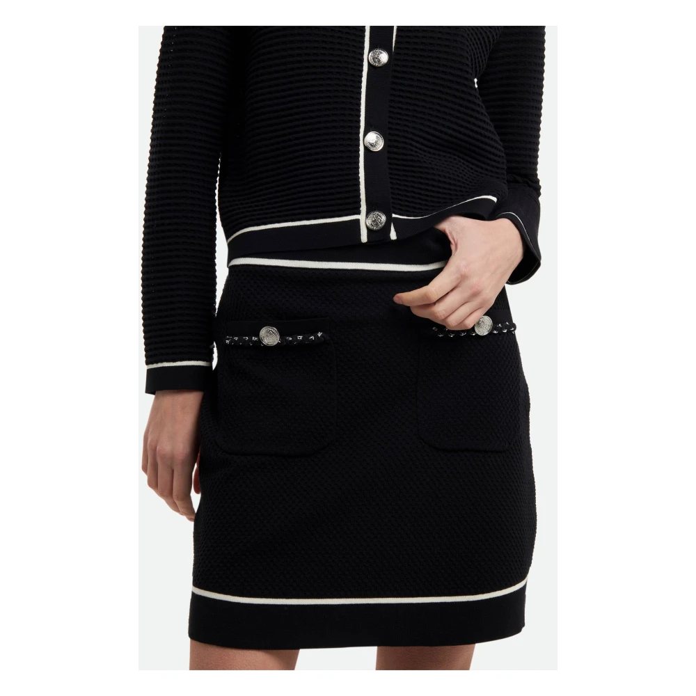 pinko Zwarte Rok Klassiek Ontwerp Contrastdetails Black Dames