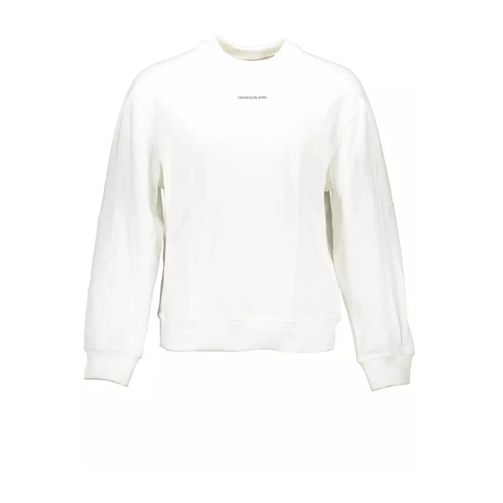 Calvin Klein Men's White Sweatshirts, 2XL, Minimalist Style Sweatshirt With Print