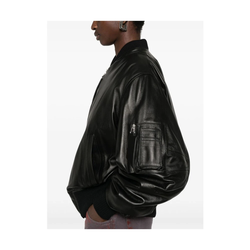 The Attico Zwarte Rits Voorkant Buitenkleding Jas Black Dames