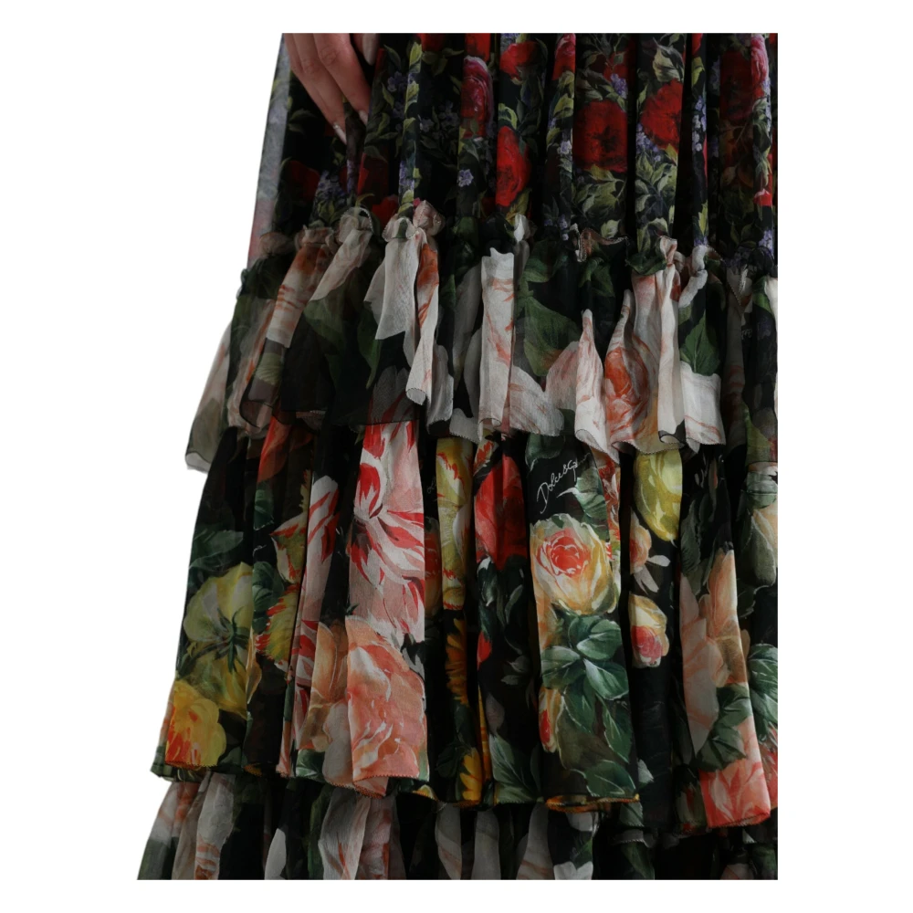Dolce & Gabbana Zijden maxi-jurk met bloemenprint Multicolor Dames