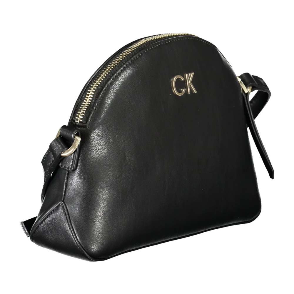 Calvin Klein Zwarte Schoudertas met Ritssluiting Black Dames