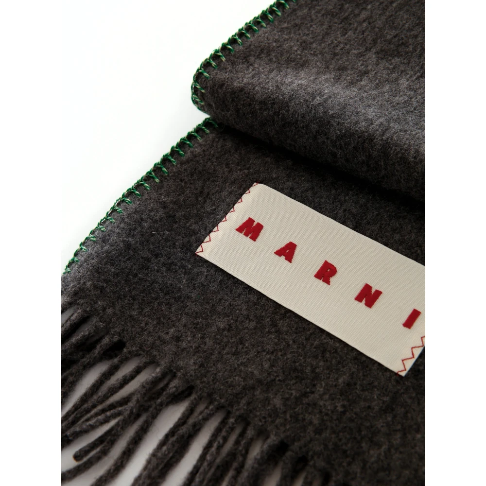 Marni Luxe Cashmere Wol Sjaal met Franjes Gray Heren