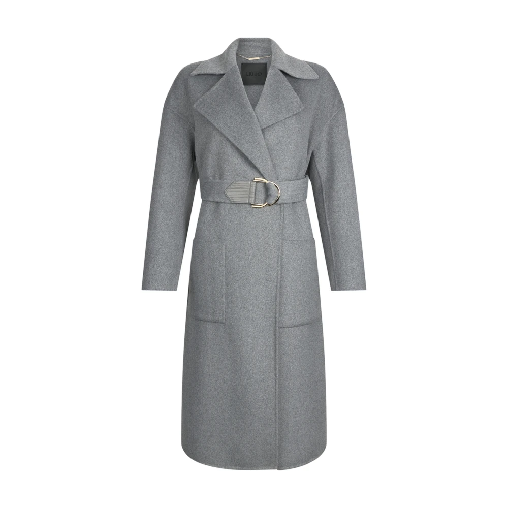 Liu Jo Women's Gray Wool Coat With Belt