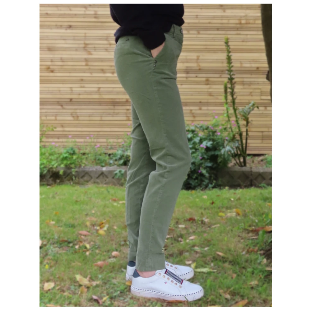Mason's Velours Rechte Pijp Broek Green Dames