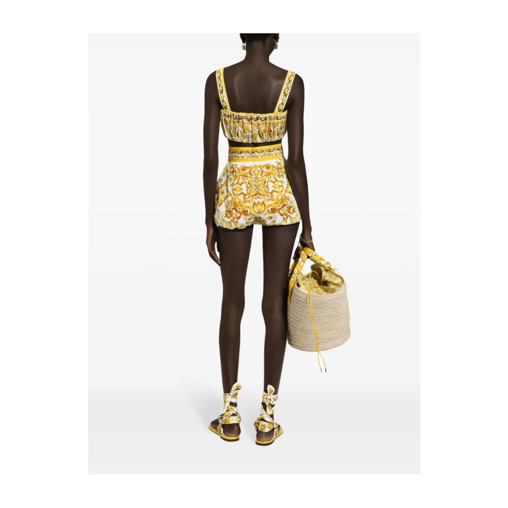 Dolce & Gabbana Majolica Print Gele Top Yellow Dames