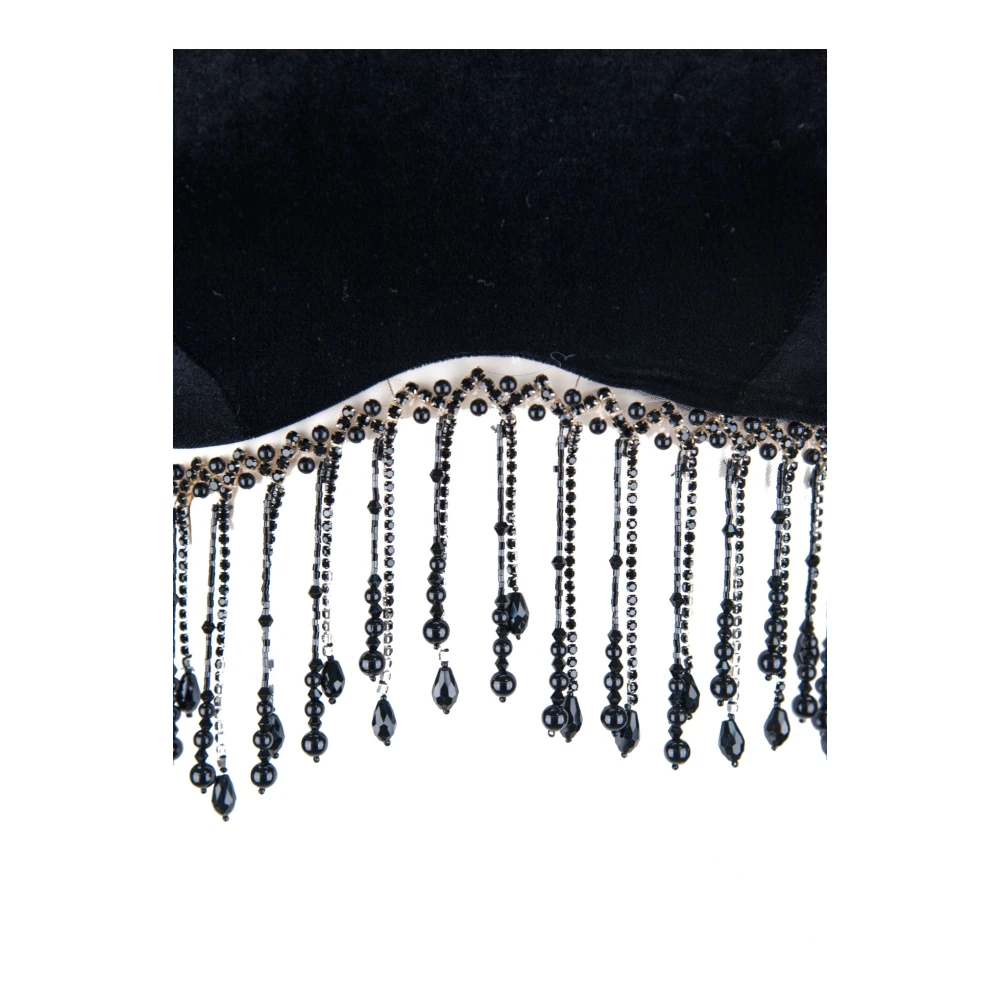 Elisabetta Franchi Fluwelen Top Met Lange Mouwen En Versiering Black Dames