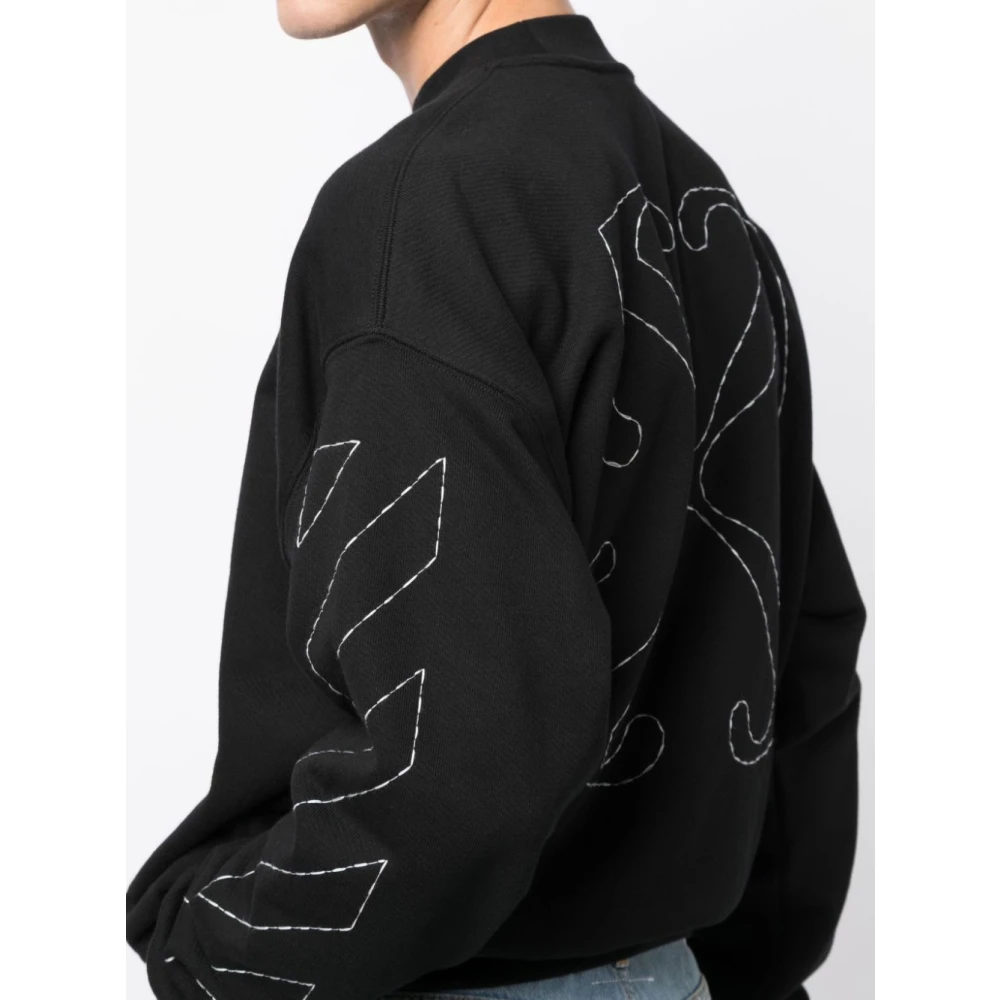 Off White Zwart Logo Print Sweatshirt Black Heren