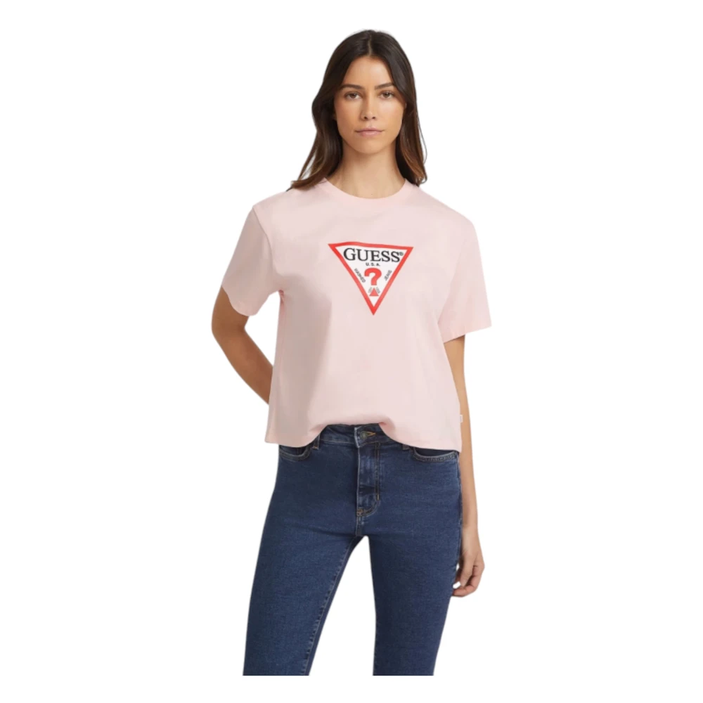 Guess Biologisch Katoenen Boxy Tee Pink Dames