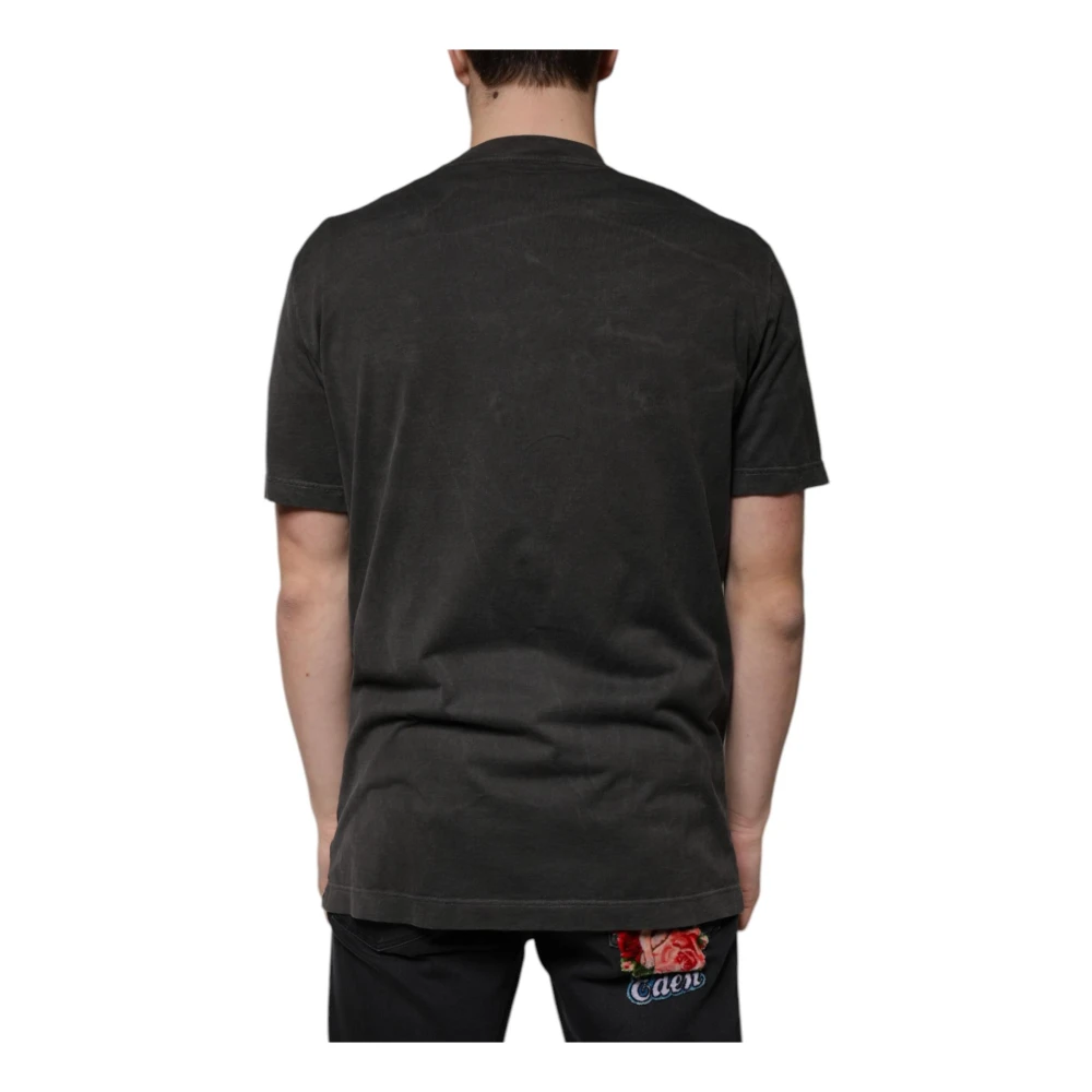 Dolce & Gabbana Zwarte Katoenen Crew Neck T-shirt Black Heren