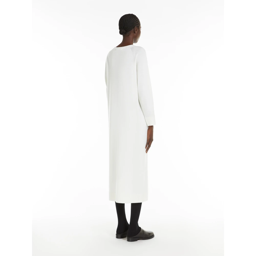 Max Mara Witte Lange Wol Jurk White Dames