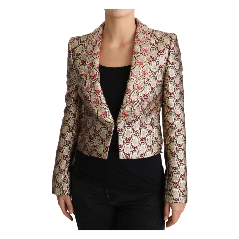 Dolce & Gabbana Multicolor Glittering Gold Floral Sequined Blazer Jacket - Female - Blazers - Xs - Jackets