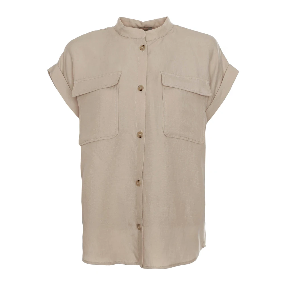 Woolrich Women's Beige Oversized Linen Blend Shirt - Shirts - S - Blouses & Shirts
