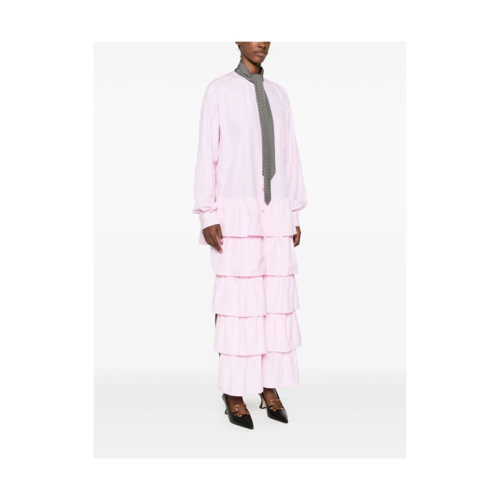 Moschino Roze Gerimpelde Jurk Pink Dames