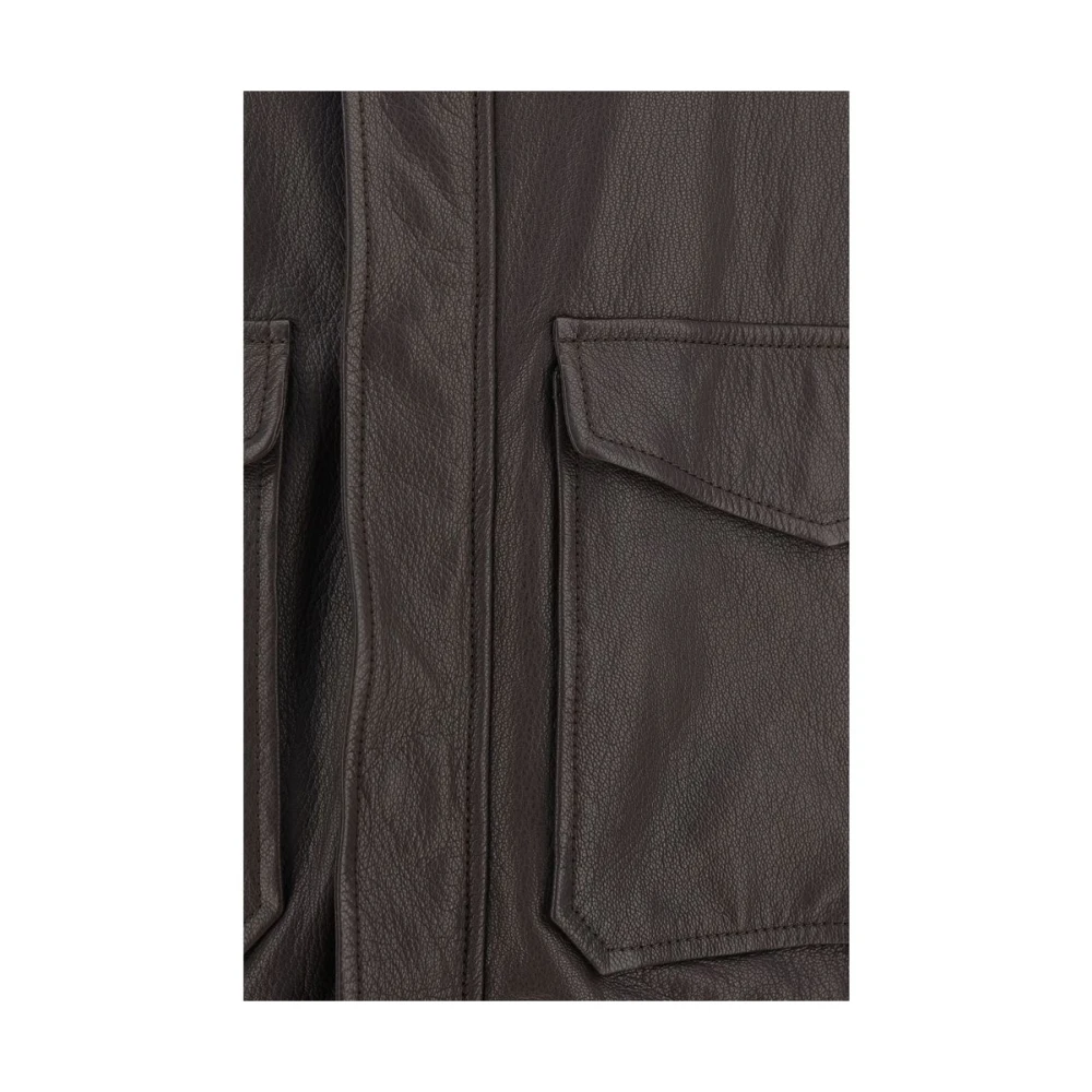 BRUNELLO CUCINELLI Klassieke Leren Jas Brown Heren