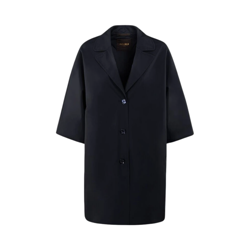 Moorer Women's Blue Single-Breasted Coats, L, Lightweight Trench Coat