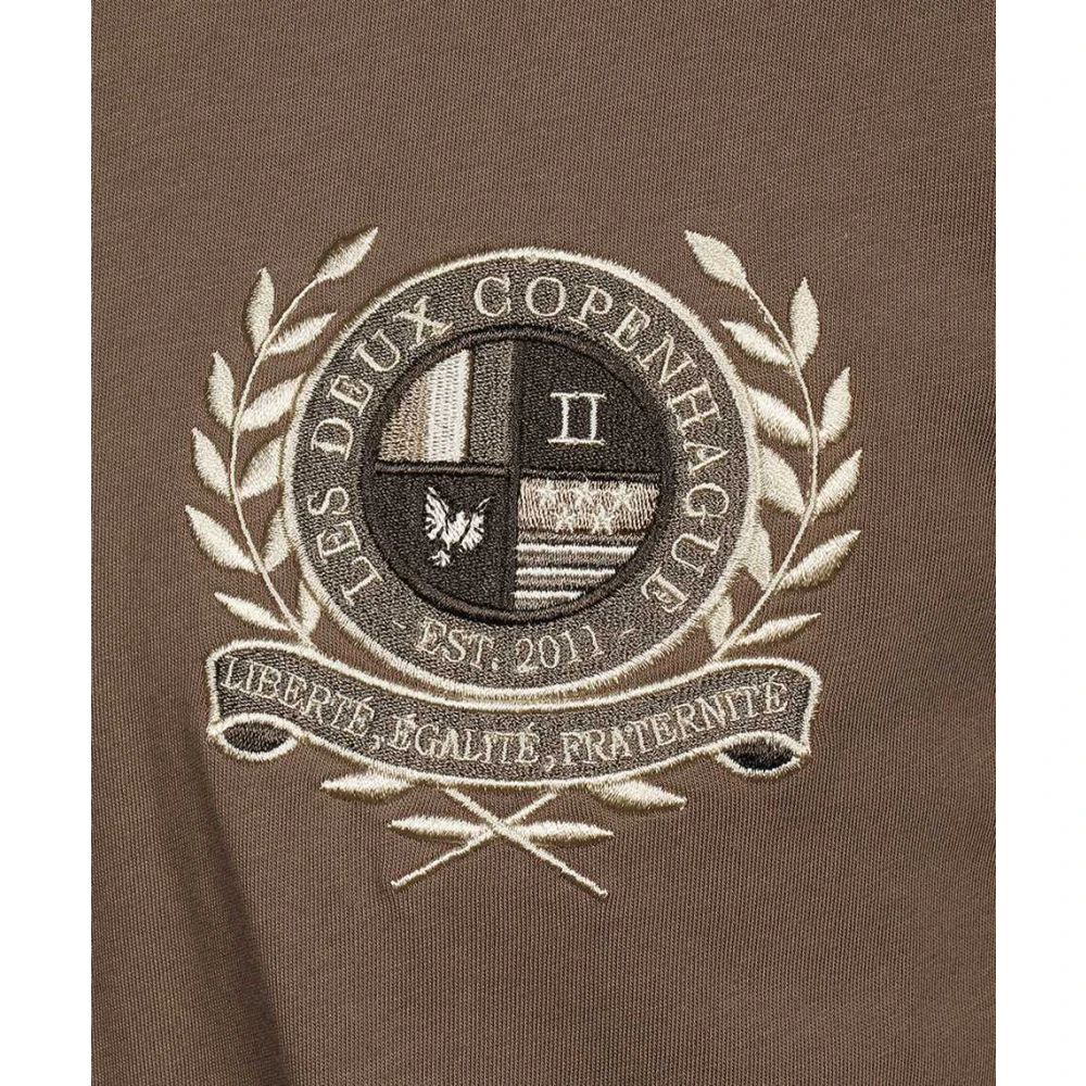 Les Deux Katoenen Logo T-shirt Brown Heren