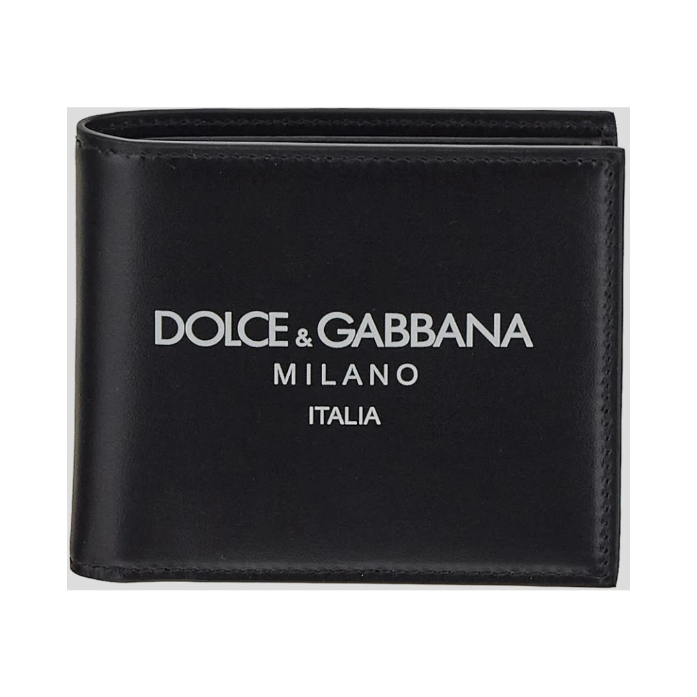 Dolce & Gabbana Portemonnee van leder met logo-print Black Heren