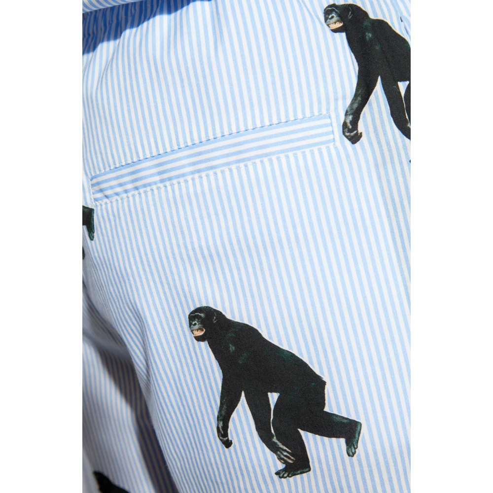 Moschino Dierenprint Shorts Blue Heren
