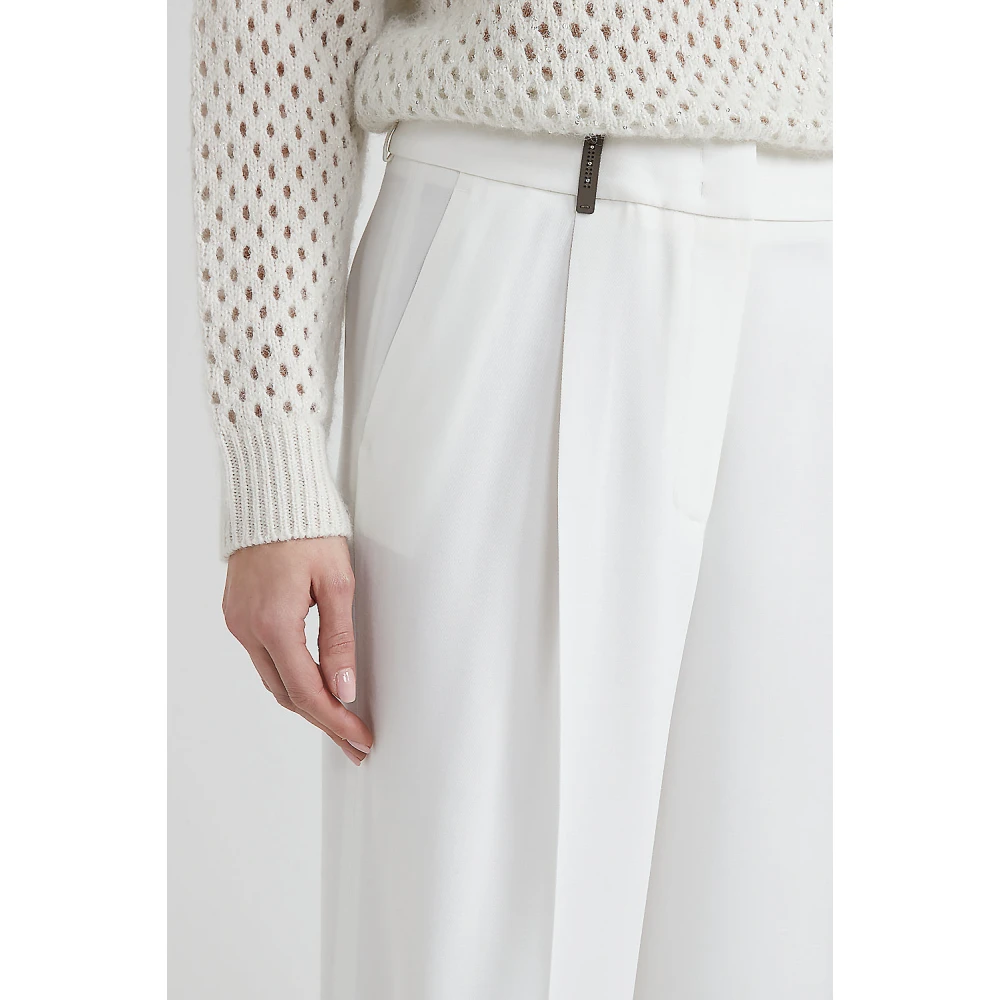 PESERICO Geplooide broek van viscose en wol White Dames