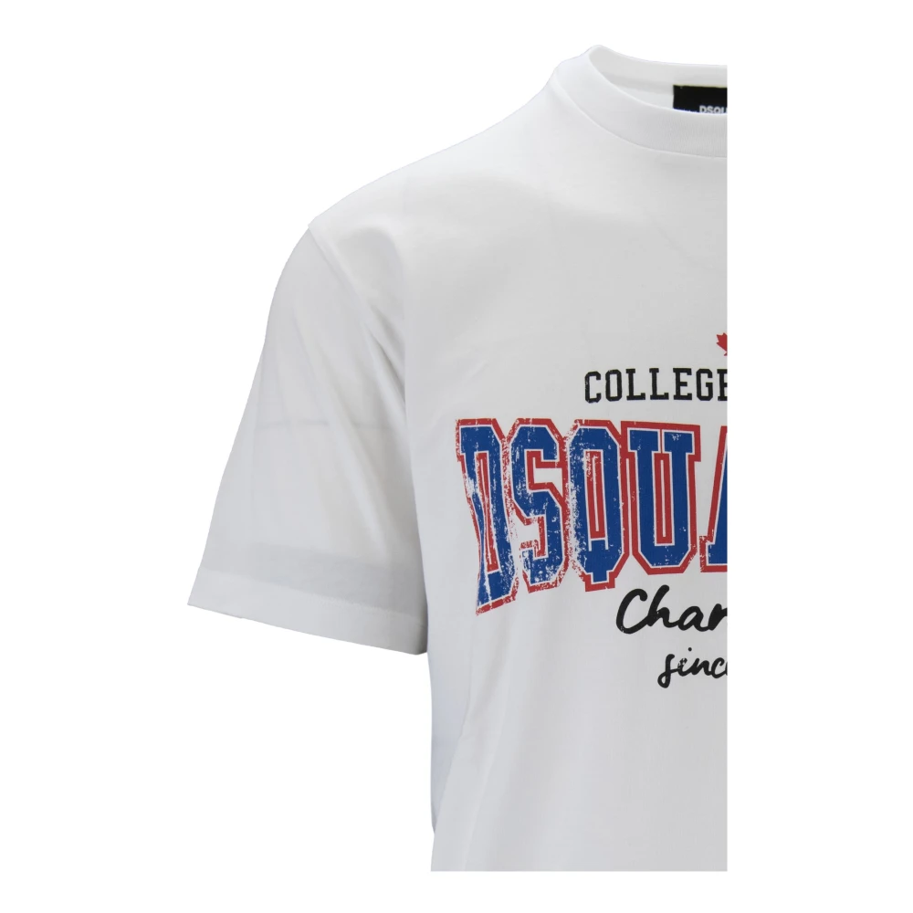 Dsquared2 Heren Grafische Print Katoenen T-Shirt White Heren