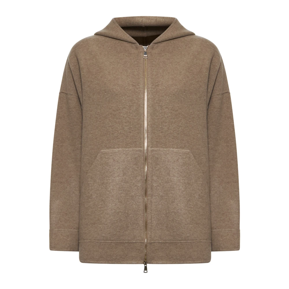 Max Mara Hasselnöt Ull Kashmir Blandad Stickad Hoodie Brown, Dam