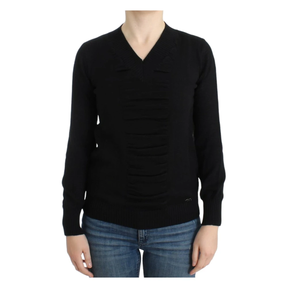 Costume National Elegante V-hals trui in Zwart Black Dames