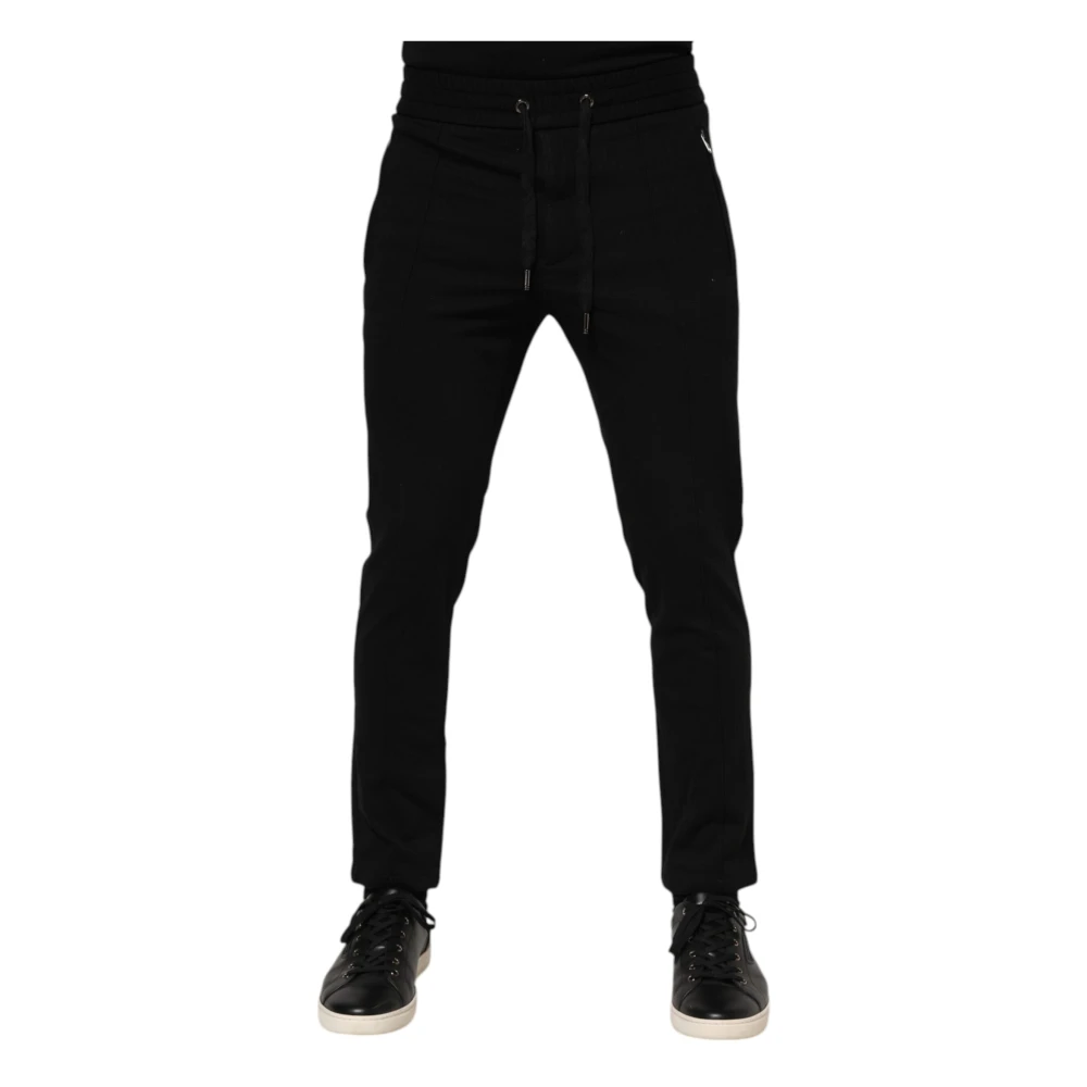 Dolce & Gabbana Men's Black Drawstring Jogger Trousers - Slim-Fit Trousers - Xs - Trousers