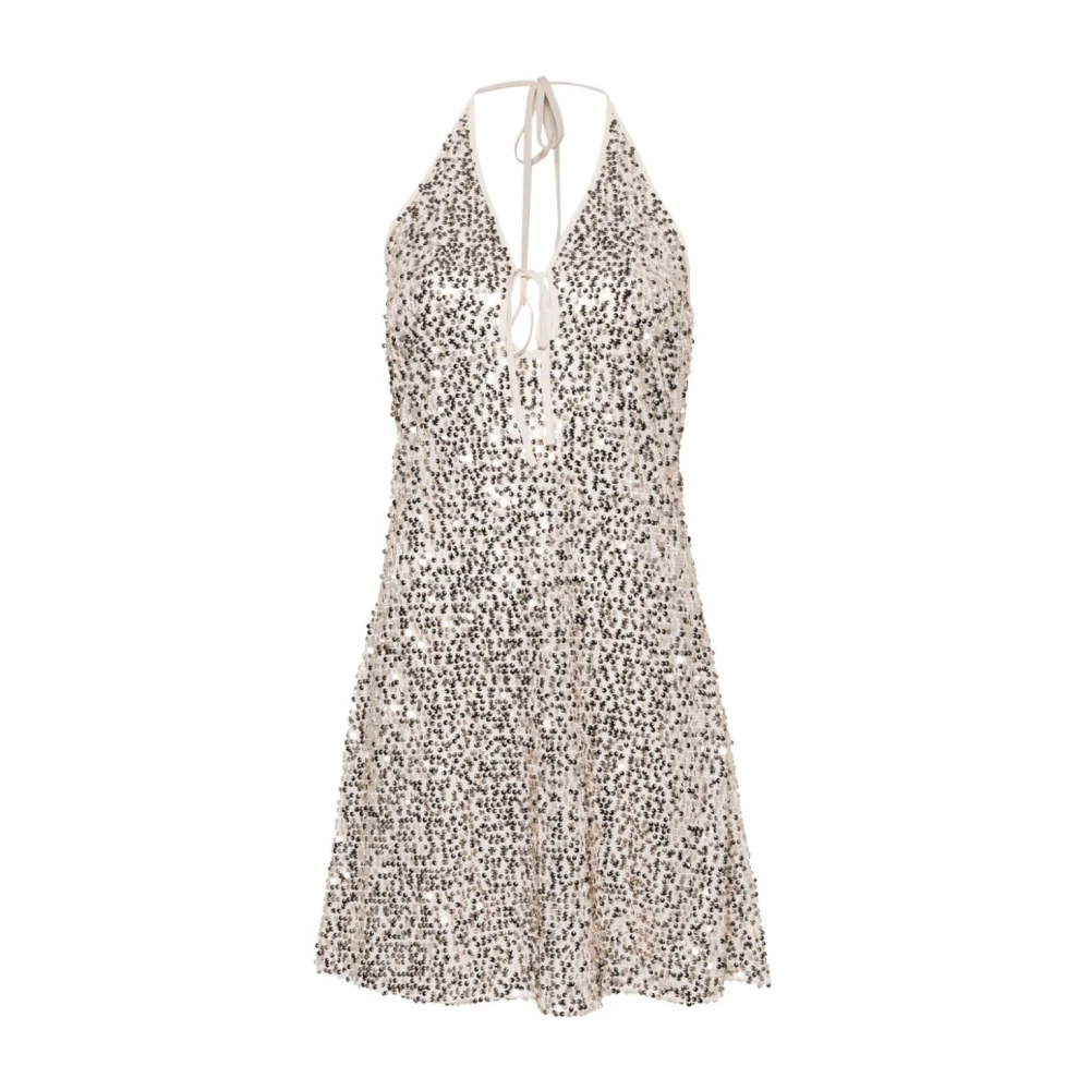 Rotate Birger Christensen Sequin Mesh Halterneck Jurk Beige Dames