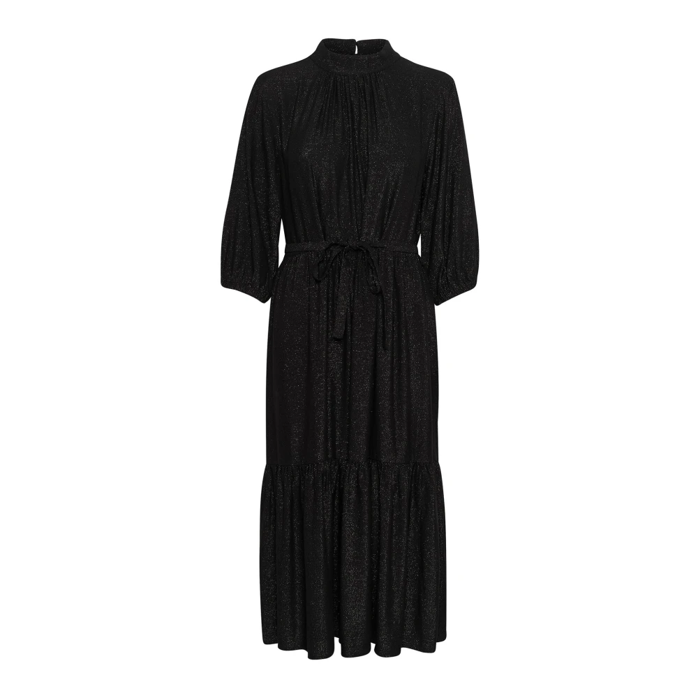 Cream Vrouwelijke 3 4 Mouw Jurk in Pitch Black Dames