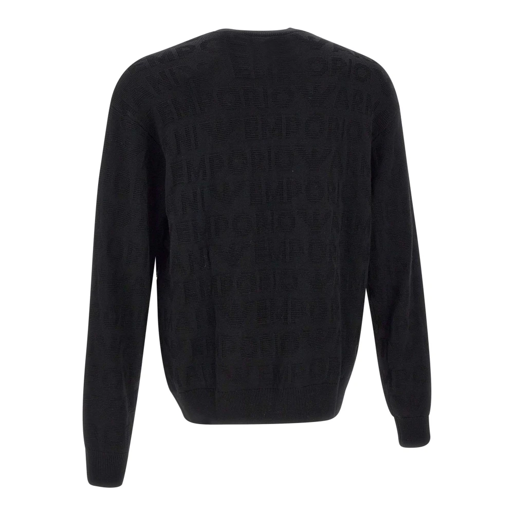 Emporio Armani Zwarte wollen trui met logoborduursel Black Heren