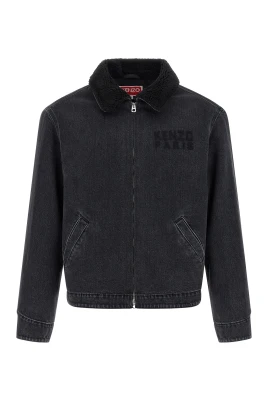 Happy Tiger Broderad Utility Fleece Jacka i Japansk Denim