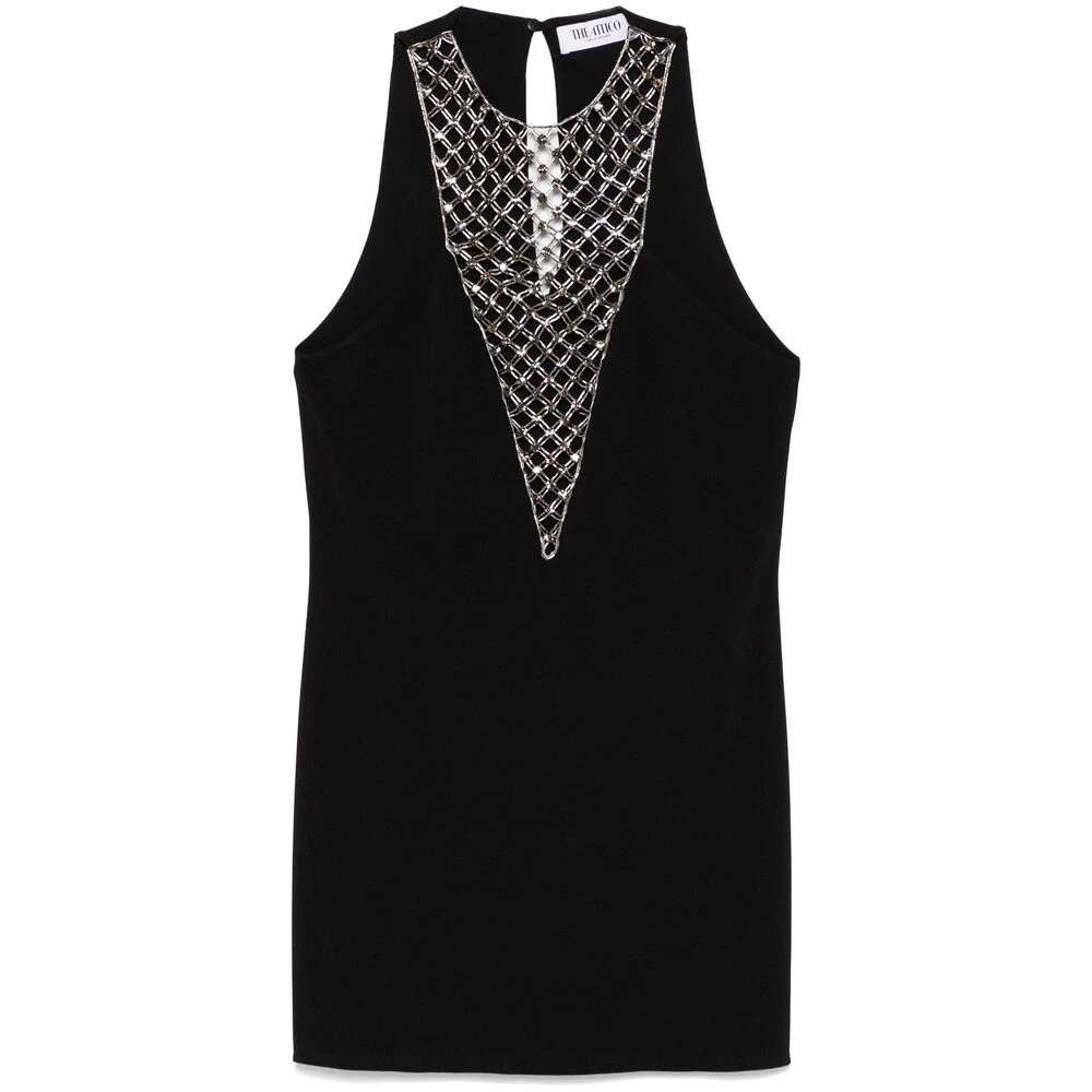 The Attico Zwarte Mouwloze Jurk met Sleutelgatdetail Black Dames