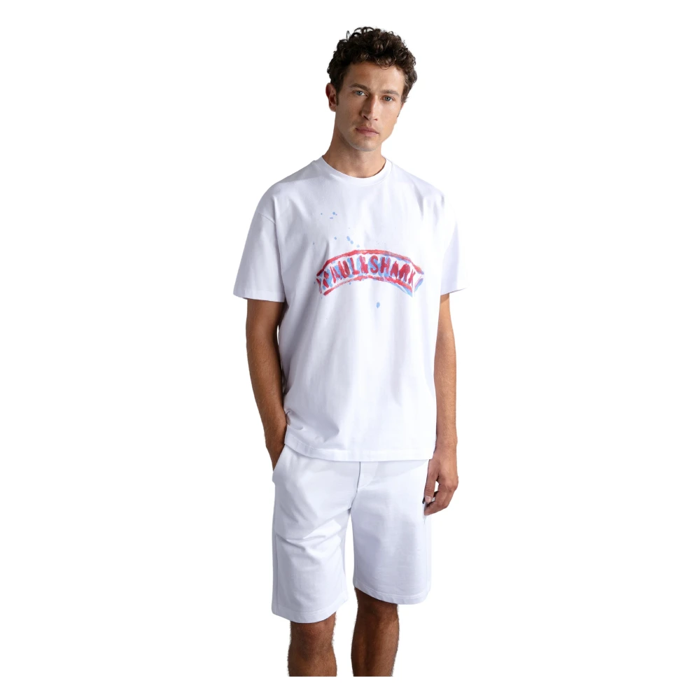 PAUL & SHARK Witte Katoenen Logo T-Shirt Regular Fit White Heren