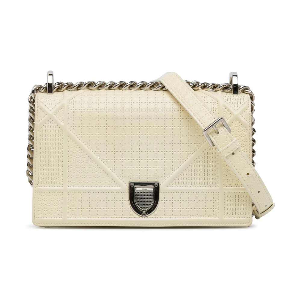 Dior Vintage Women's White Pre-Owned Diorama Wallet On Chain