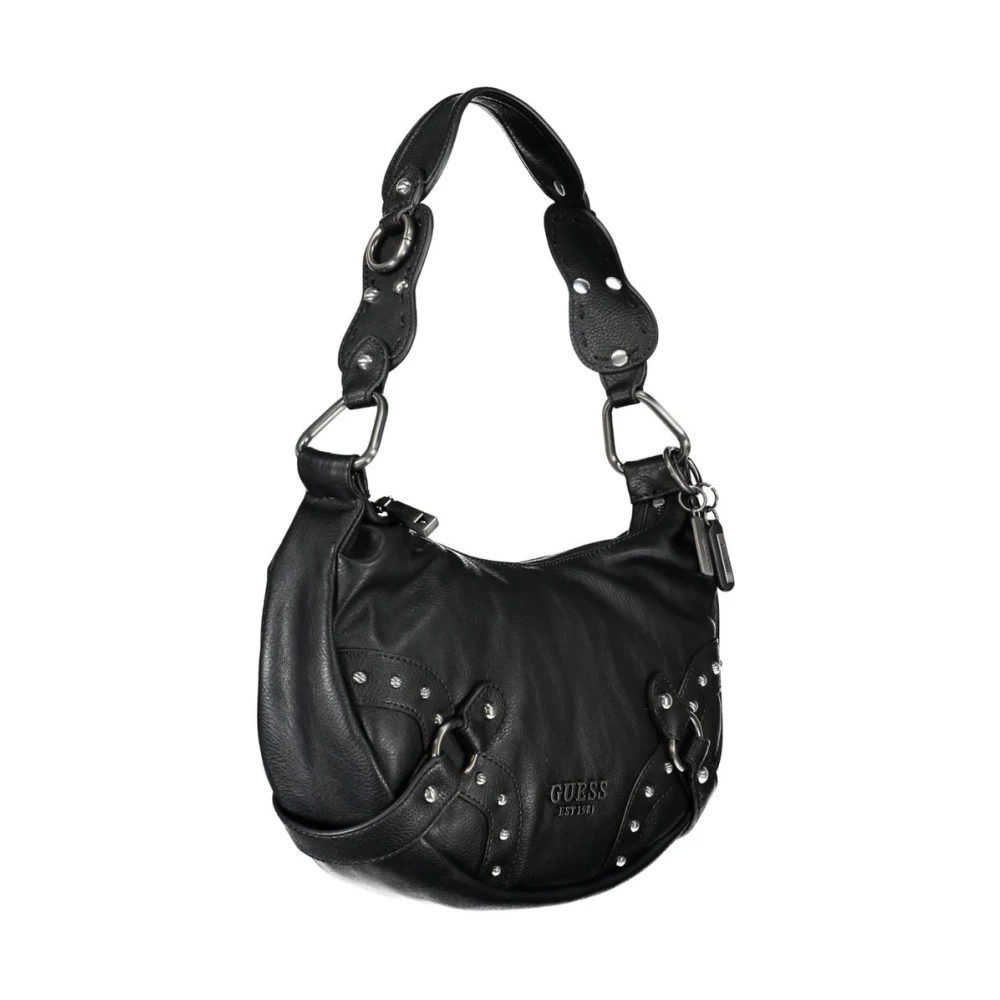Guess Zwarte polyethyleen schoudertas met rits Black Dames