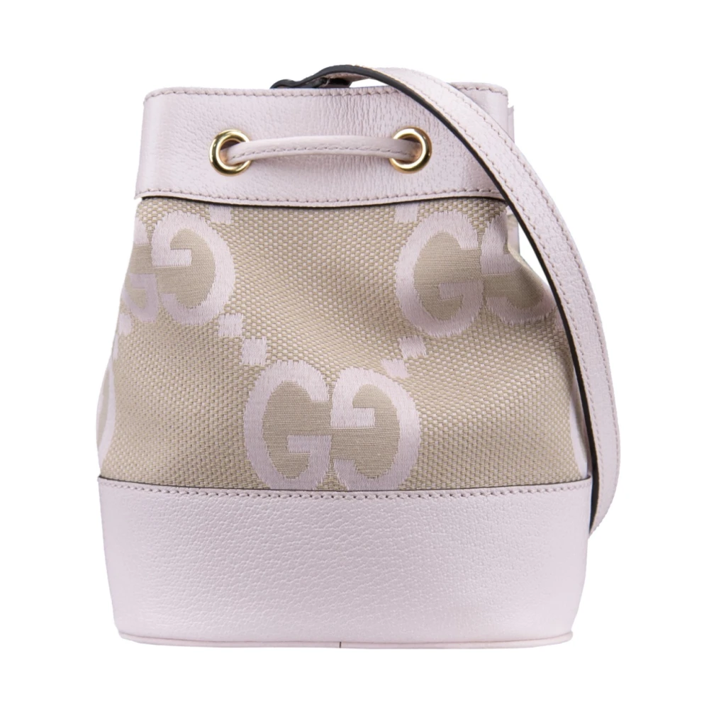 Gucci Stijlvolle bucket bag met leren details Beige Dames