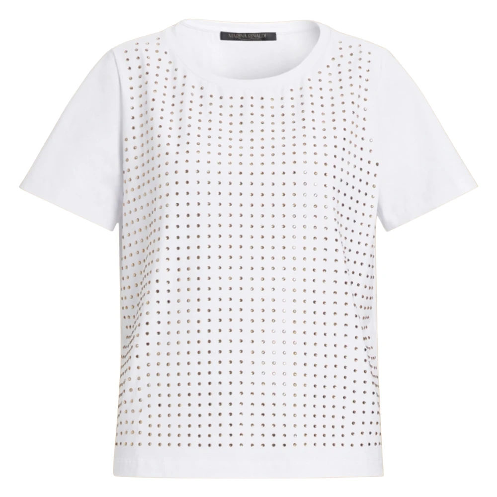 Marina Rinaldi Klassieke Silhouet T-shirt met Decoratieve Stenen White Dames