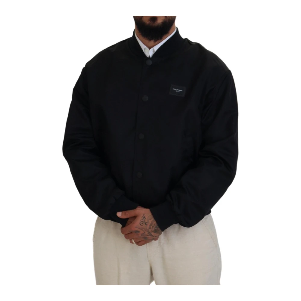 Dolce & Gabbana Zwarte Logo Bomber Jas Black Heren