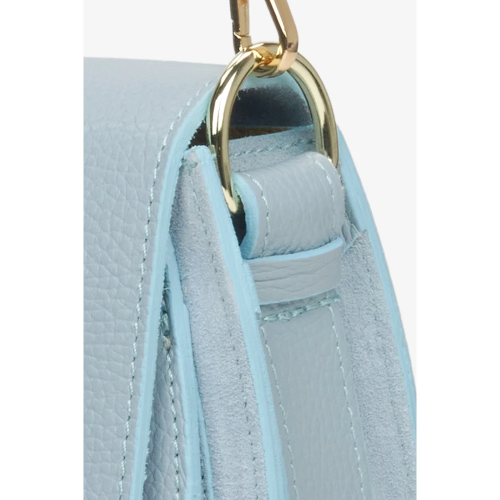 Estro Italiaans Leren Kleine Blauwe Crossbody Tas Er00115065 Blue Dames