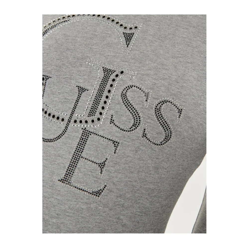 Guess Katoenen T-shirt Regular Fit Lange Mouw Gray Dames