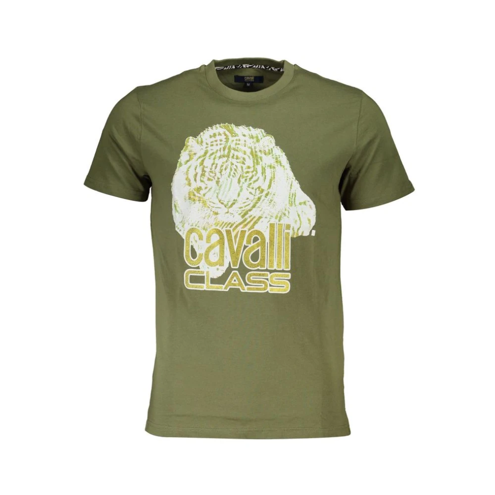 Cavalli Class Groen Katoen Logo Print T-Shirt Green Heren