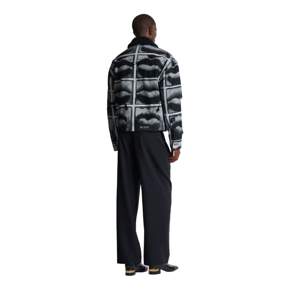 Balmain Spijkerjas met lippenprint Multicolor Heren