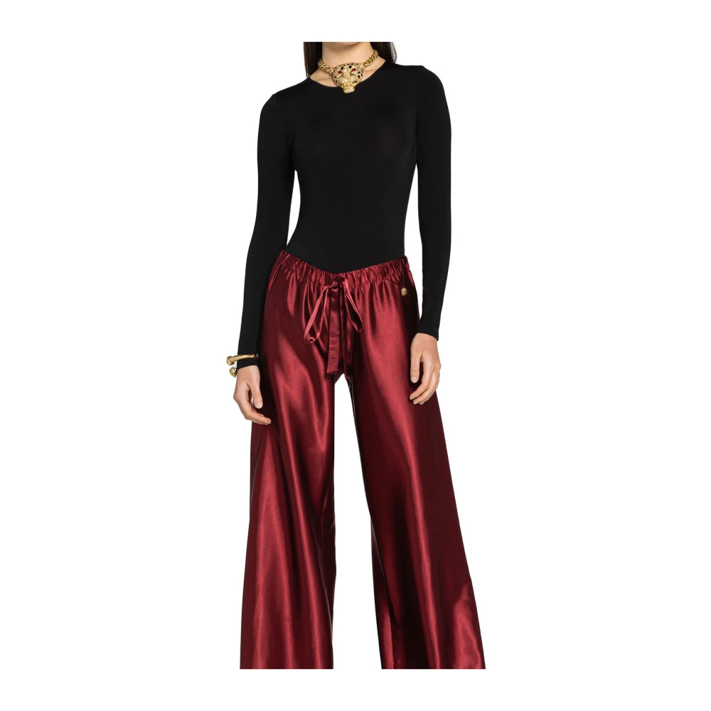Roberto Cavalli Wijde Broek met Elastische Taille Red Dames